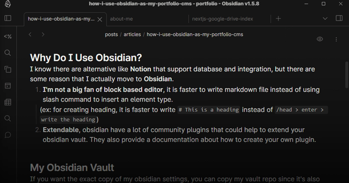 How I use Obsidian as my portfolio CMS
